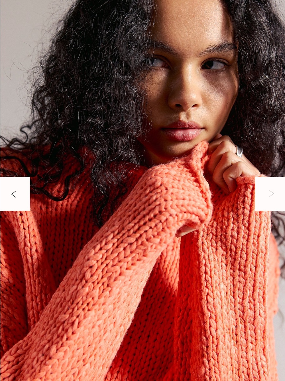 Free People Chunky Scoop-Neck Sweater in Coral Orange